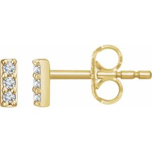 14K Yellow Gold Lab Diamond Bar Stud Earrings