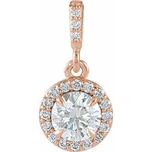 14K White Natural Diamond Halo-Style Pendant