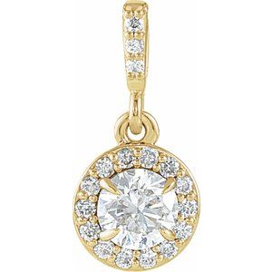 14K White Natural Diamond Halo-Style Pendant