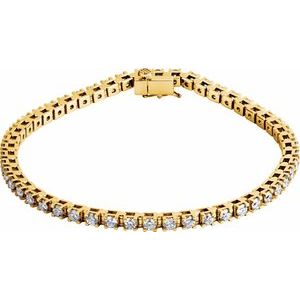 14K Yellow Gold 7 Line Lab-Grown Diamond 4-Prong Tennis Bracelet