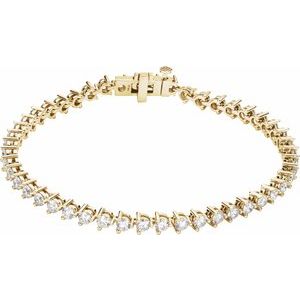 14K Yellow Gold Lab Grown Diamond 3 Prong Tennis Bracelet 