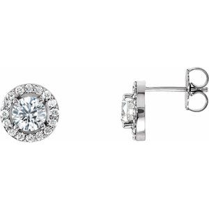 Platinum Drop Stud Forever Diamond Earrings