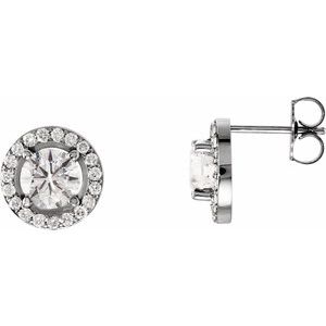 Platinum Drop Stud Forever Diamond Earrings