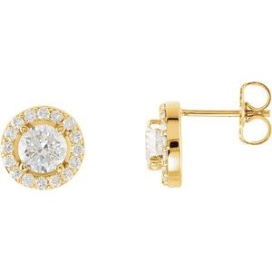 14K Yellow Gold Drop Stud Forever Diamond Earrings