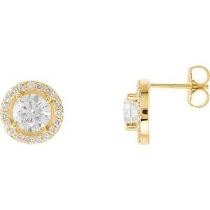 14K Yellow Gold Drop Stud Forever Diamond Earrings