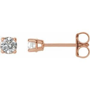 3 Prong Martini Diamond Gold Stud Earrings