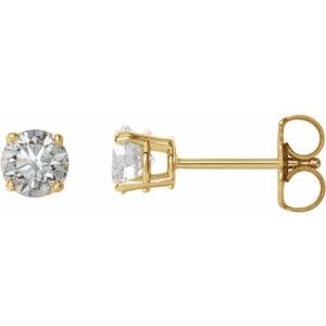 4 Prong Martini Diamond Gold Stud Earrings