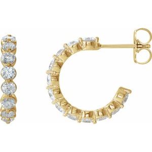 Natural Diamond 14K Yellow Gold Huggie Hoop Earrings