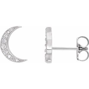 Platinum Lab Diamond Crescent Moon Earrings