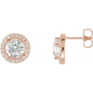 14K Rose Gold Drop Stud Forever Diamond Earrings