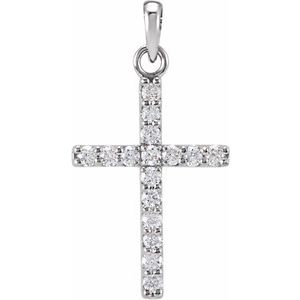 Platinum Natural Diamond Cross Pendant Jewelry