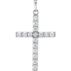 Platinum Natural Diamond Cross Pendant Jewelry