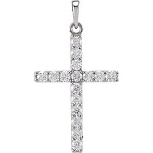 Platinum Natural Diamond Cross Pendant Jewelry