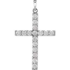 Platinum Natural Diamond Cross Pendant Jewelry