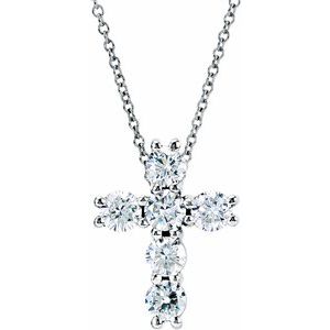 Natural Diamond 14K White Gold Cross Pendant