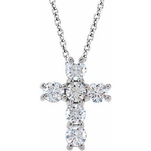 Natural Diamond 14K White Gold Cross Pendant