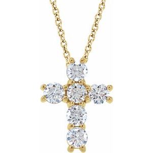 Natural Diamond 14K Yellow Gold Cross Pendant