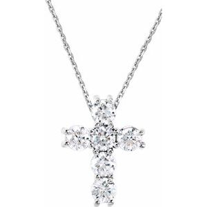 Natural Diamond 14K White Gold Cross Pendant