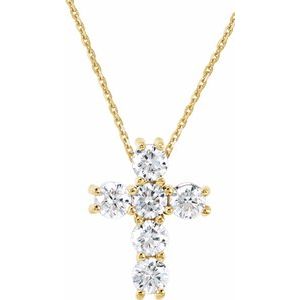 Natural Diamond 14K Yellow Gold Cross Pendant