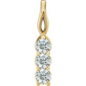 14K Yellow Gold Three Stone Diamond Pendant