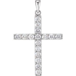 Platinum Natural Diamond Cross Pendant Jewelry