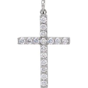 Platinum Natural Diamond Cross Pendant Jewelry