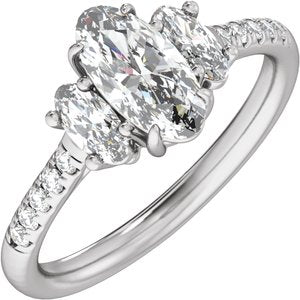 White Gold 1 1/2 CTW Elongated Oval Lab-Grown Diamond Three-Stone Engagement Ring
