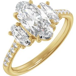 Yellow Gold 2 3/4 CTW Elongated Oval Lab-Grown Diamond Three-Stone Engagement Ring