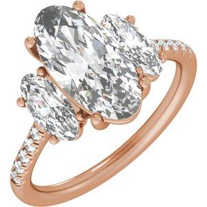 Rose Gold 4 1/8 CTW Elongated Oval Lab-Grown Diamond Three-Stone Engagement Ring