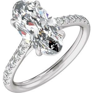 White Gold 1 1/3 CTW Oval Lab-Grown Diamond Pavé Engagement Ring