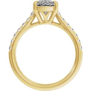 Oval Lab-Grown Diamond Pavé Engagement Ring in 14K Gold — 9.8x4.9 mm Oval 1 1/3 CTW, Yellow Gold, rear profile
