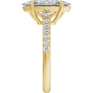 Oval Lab-Grown Diamond Pavé Engagement Ring in 14K Gold — 9.8x4.9 mm Oval 1 1/3 CTW, Yellow Gold, side profile