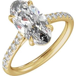 Yellow Gold 1 1/3 CTW Oval Lab-Grown Diamond Pavé Engagement Ring
