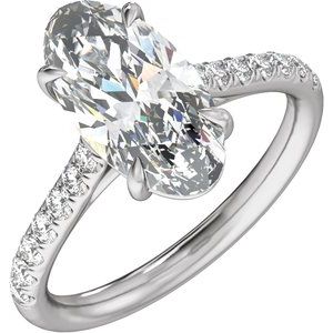White Gold Oval Lab-Grown Diamond Pavé Engagement Ring