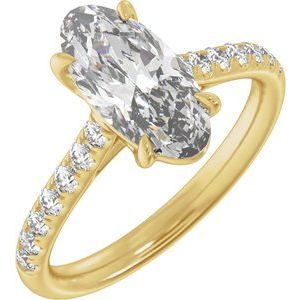 Yellow Gold 2 1/3 CTW Oval Lab-Grown Diamond Pavé Engagement Ring