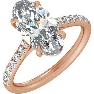 Rose Gold Oval Lab-Grown Diamond Pavé Engagement Ring