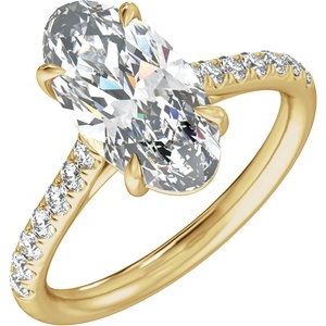 Yellow Gold 3 1/3 CTW Oval Lab-Grown Diamond Pavé Engagement Ring
