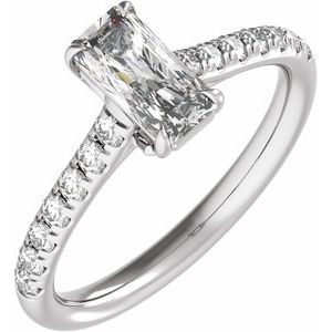 White Gold 1 1/3 CTW Radiant Lab-Grown Diamond Pavé Engagement Ring