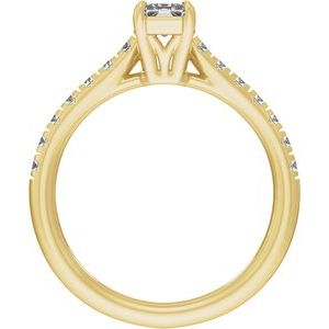 Radiant Lab-Grown Diamond Pavé Engagement Ring in 14K Gold — 8.6x4.3 mm Radiant 1 1/3 CTW, Yellow Gold, rear profile