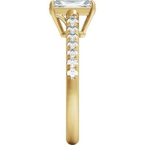 Radiant Lab-Grown Diamond Pavé Engagement Ring in 14K Gold — 8.6x4.3 mm Radiant 1 1/3 CTW, Yellow Gold, side profile