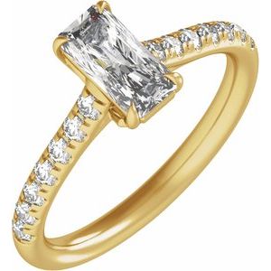 Yellow Gold 1 1/3 CTW Radiant Lab-Grown Diamond Pavé Engagement Ring