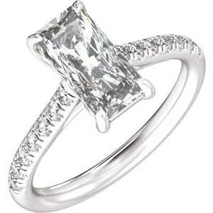 White Gold 2 1/3 CTW Radiant Lab-Grown Diamond Pavé Engagement Ring