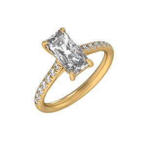 Yellow Gold 2 1/3 CTW Radiant Lab-Grown Diamond Pavé Engagement Ring