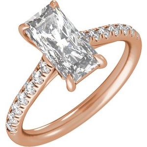Rose Gold 2 1/3 CTW Radiant Lab-Grown Diamond Pavé Engagement Ring