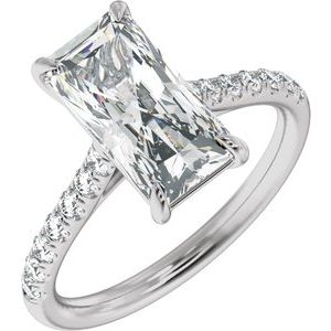 White Gold 3 1/3 CTW Radiant Lab-Grown Diamond Pavé Engagement Ring
