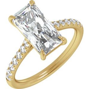 Yellow Gold 3 1/3 CTW Radiant Lab-Grown Diamond Pavé Engagement Ring