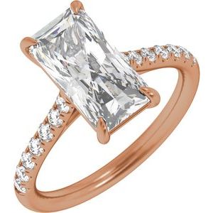 Rose Gold 3 1/3 CTW Radiant Lab-Grown Diamond Pavé Engagement Ring