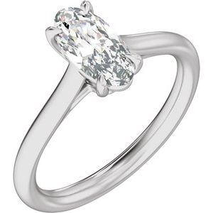 Elongated Oval Lab-Grown Diamond Solitaire Engagement Ring in 14K Gold — 1 CTW, White Gold