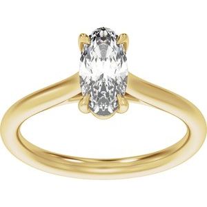 Elongated Oval Lab-Grown Diamond Solitaire Engagement Ring in 14K Gold — 1 CTW, Yellow Gold, front view