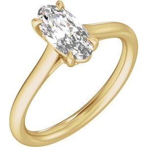 Elongated Oval Lab-Grown Diamond Solitaire Engagement Ring in 14K Gold — 1 CTW, Yellow Gold